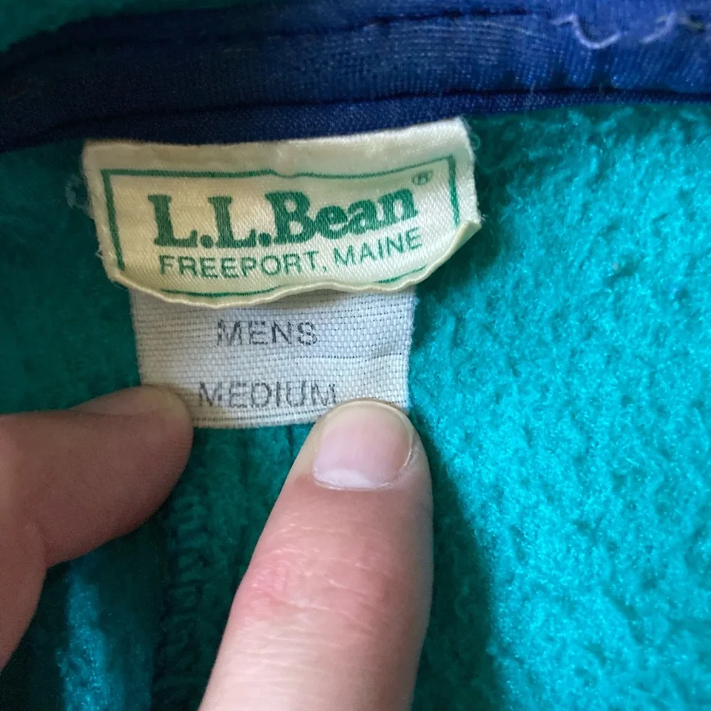 Vintage LL bean fleece jacket teal 90’s medium USA made full zip outdoors - Picture 5 of 5
